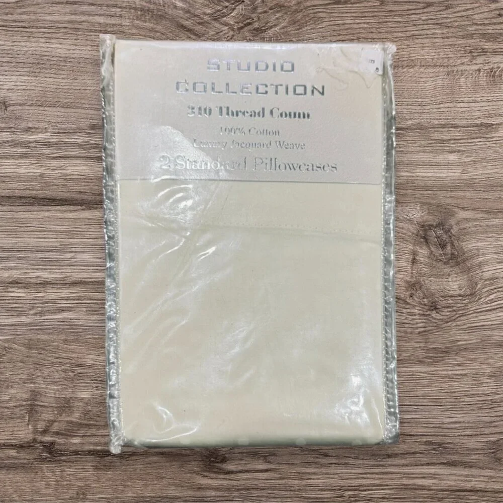 New STUDIO COLLECTION 310 Thread Count Luxury Jacquard Weave Pillowcases Set 2
